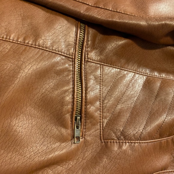 Faux Brown Leather Jacket - Picture 2 of 3